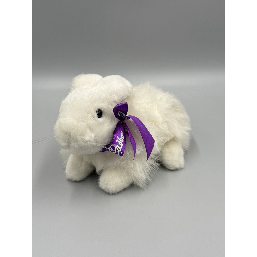 Hershey Cadbury Plush White Bunny Rabbit 9" Stuffed Animal Purple Bow